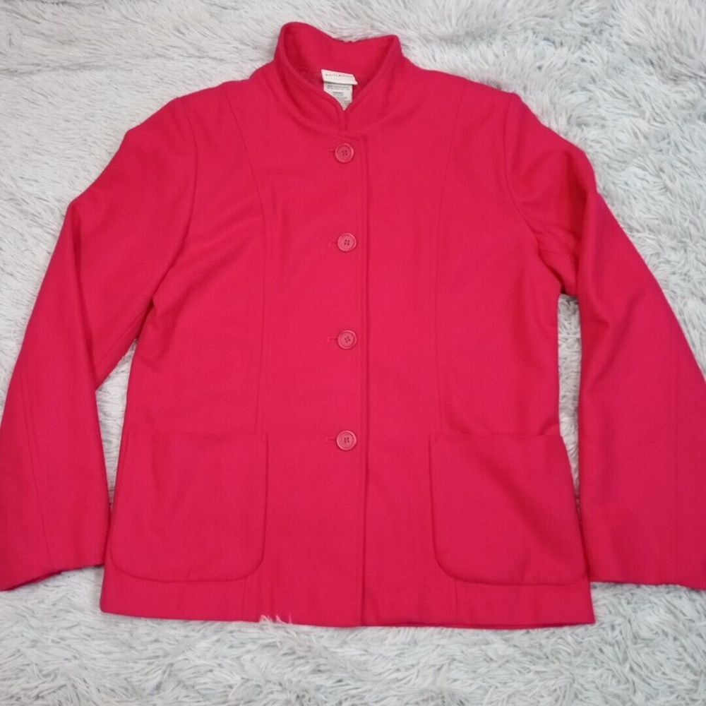 White Stag Jacket Womens S Pink Wool Blend Coat Pockets Career Button Up Soft‎